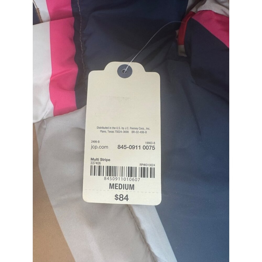 2/$30 NWT St. John's Bay Medium Striped Puffer Jacket Multicolor - Picture 9 of 15